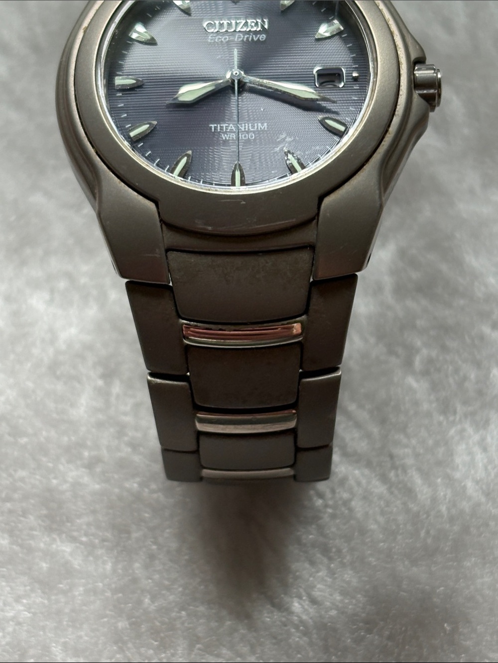 Citizen Eco Drive Titanium Men's Watch with Blue Dial and Silver Bracelet - Picture 7 of 9